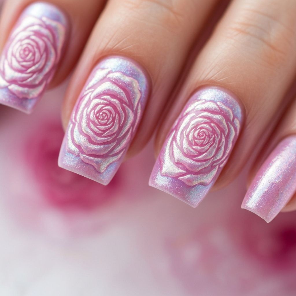 Rose Valentine's nail art